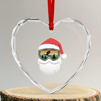 Funny Ski Christmas Winter Sport Skiing Santa Hat Heart Crystal Glass Ornament - Wonder Print Shop