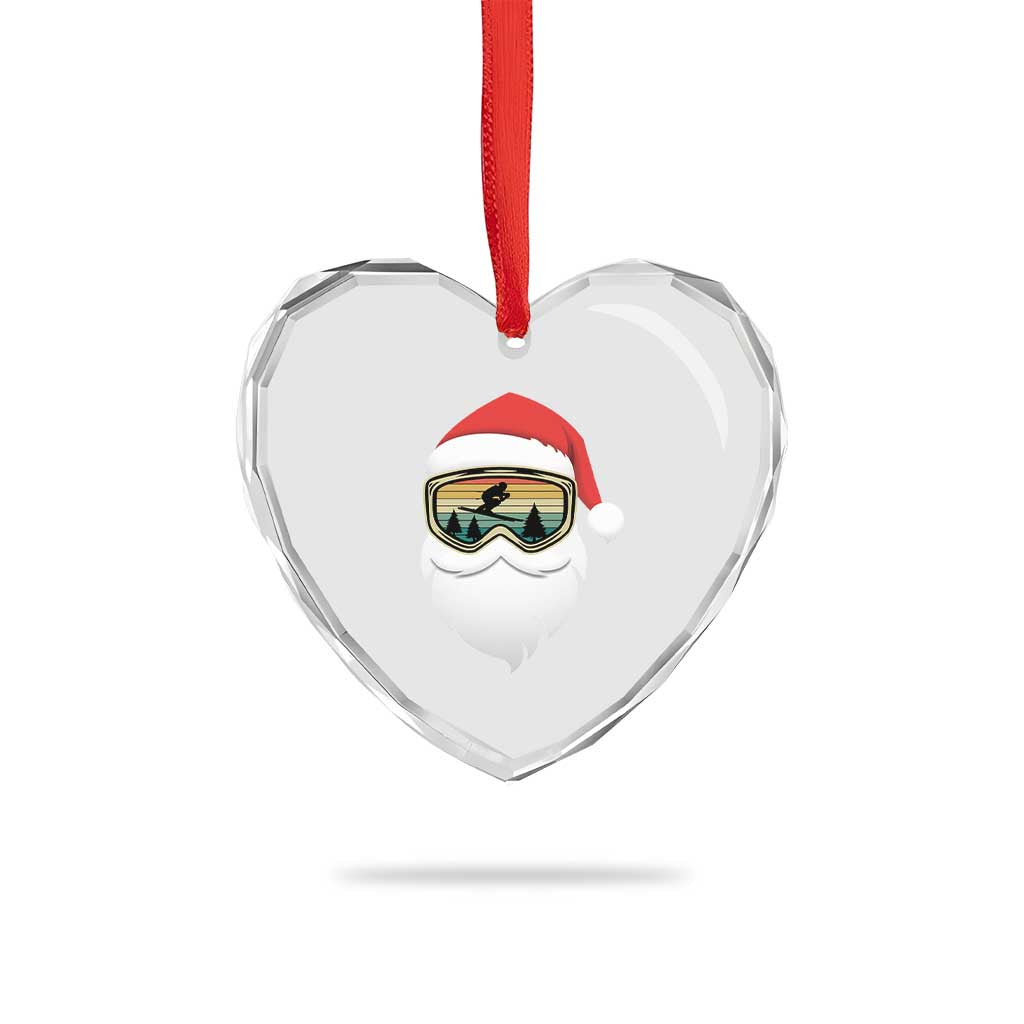 Funny Ski Christmas Winter Sport Skiing Santa Hat Heart Crystal Glass Ornament - Wonder Print Shop