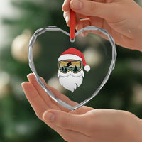 Funny Ski Christmas Winter Sport Skiing Santa Hat Heart Crystal Glass Ornament - Wonder Print Shop