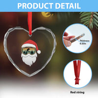 Funny Ski Christmas Winter Sport Skiing Santa Hat Heart Crystal Glass Ornament - Wonder Print Shop