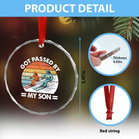 Funny Ski Dad Crystal Glass Ornament Got Passed By My Son Retro Vintage - Wonder Print Shop