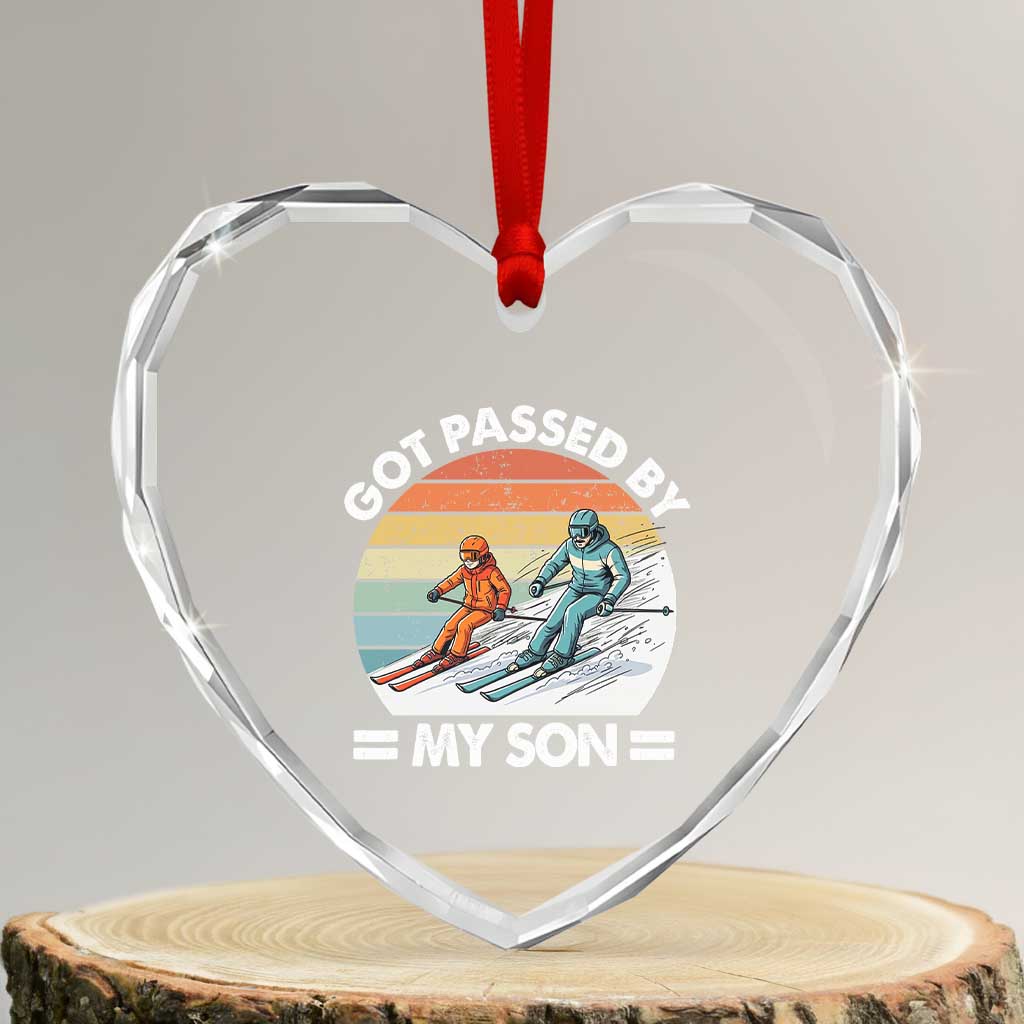 Funny Ski Dad Heart Crystal Glass Ornament Got Passed By My Son Retro Vintage - Wonder Print Shop
