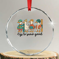 Funny Ski Snowboard Goose Crystal Glass Ornament Up To Snow Good Winter Sport - Wonder Print Shop