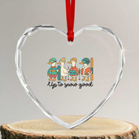 Funny Ski Snowboard Goose Heart Crystal Glass Ornament Up To Snow Good Winter Sport - Wonder Print Shop