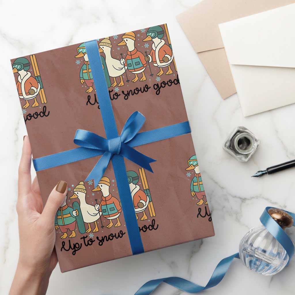 Funny Ski Snowboard Goose Wrapping Paper Roll Up To Snow Good Winter Sport - Wonder Print Shop