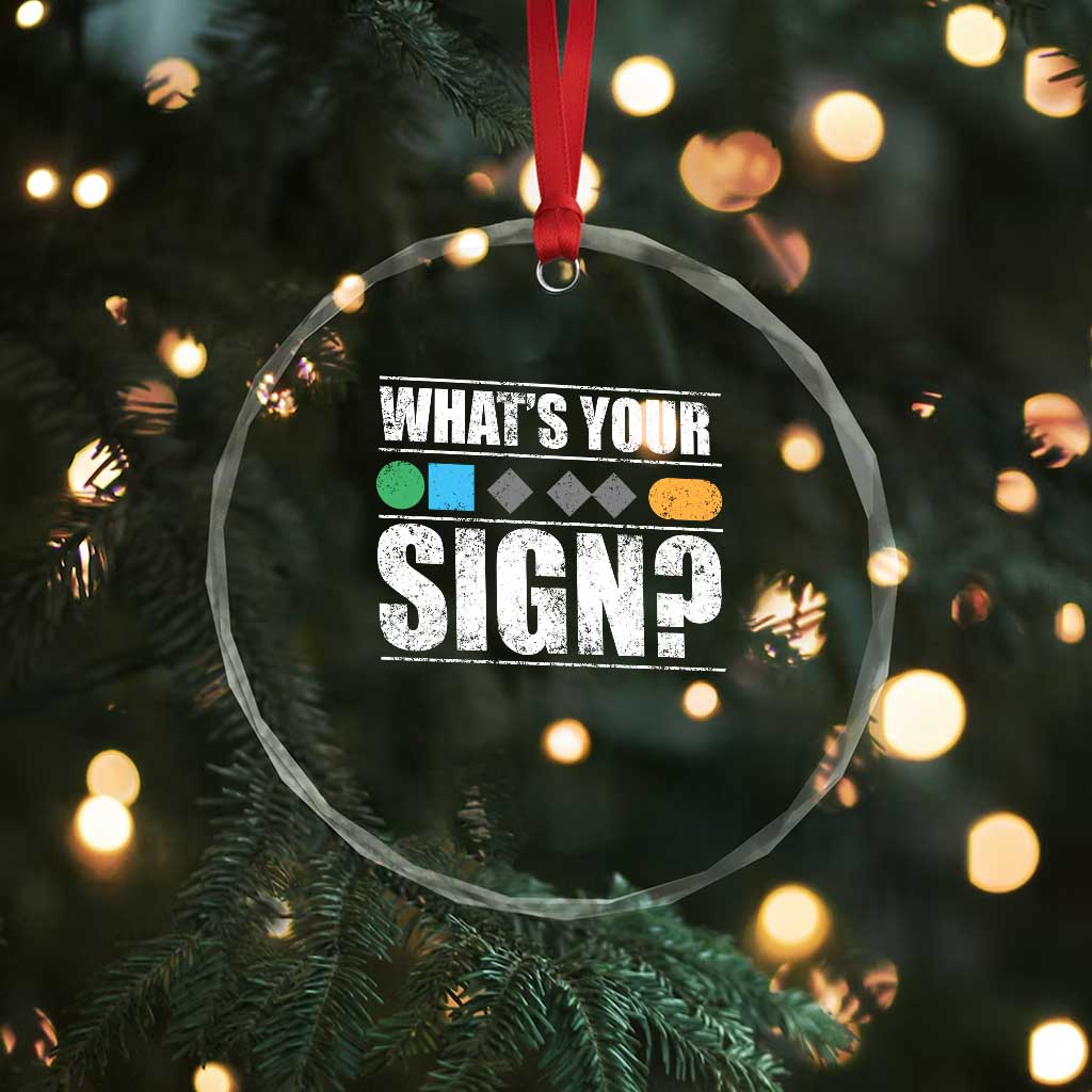 Funny Ski Snowboard Whats Your Sign Crystal Glass Ornament - Wonder Print Shop