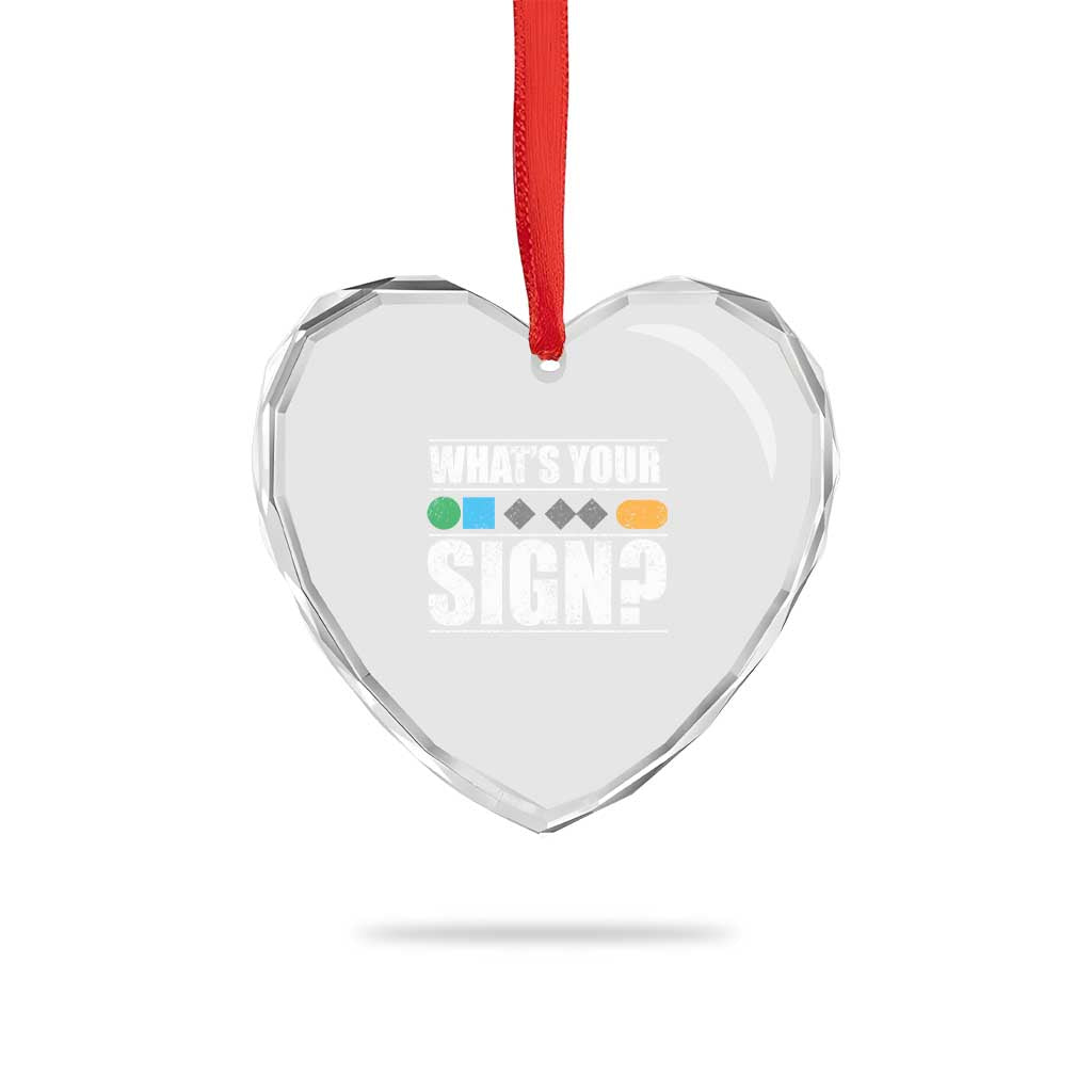 Funny Ski Snowboard Whats Your Sign Heart Crystal Glass Ornament - Wonder Print Shop