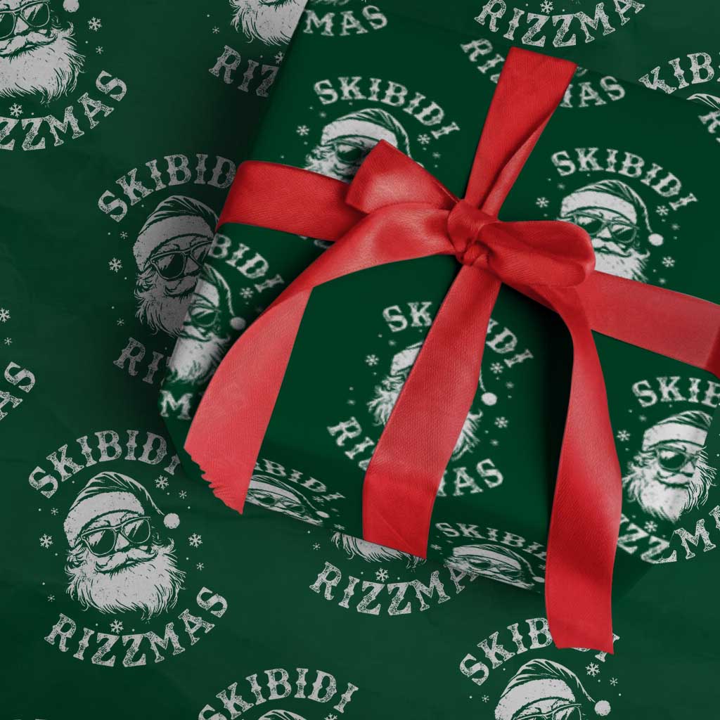 Funny Skibidi Rizzmas Christmas Wrapping Paper Roll Vintage Sigmas Charisma Rizz Cool Santa - Wonder Print Shop