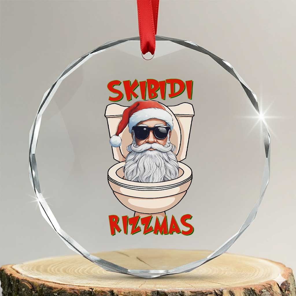 Funny Skibidi Rizzmas Santa Toilet Meme Crystal Glass Ornament TS09