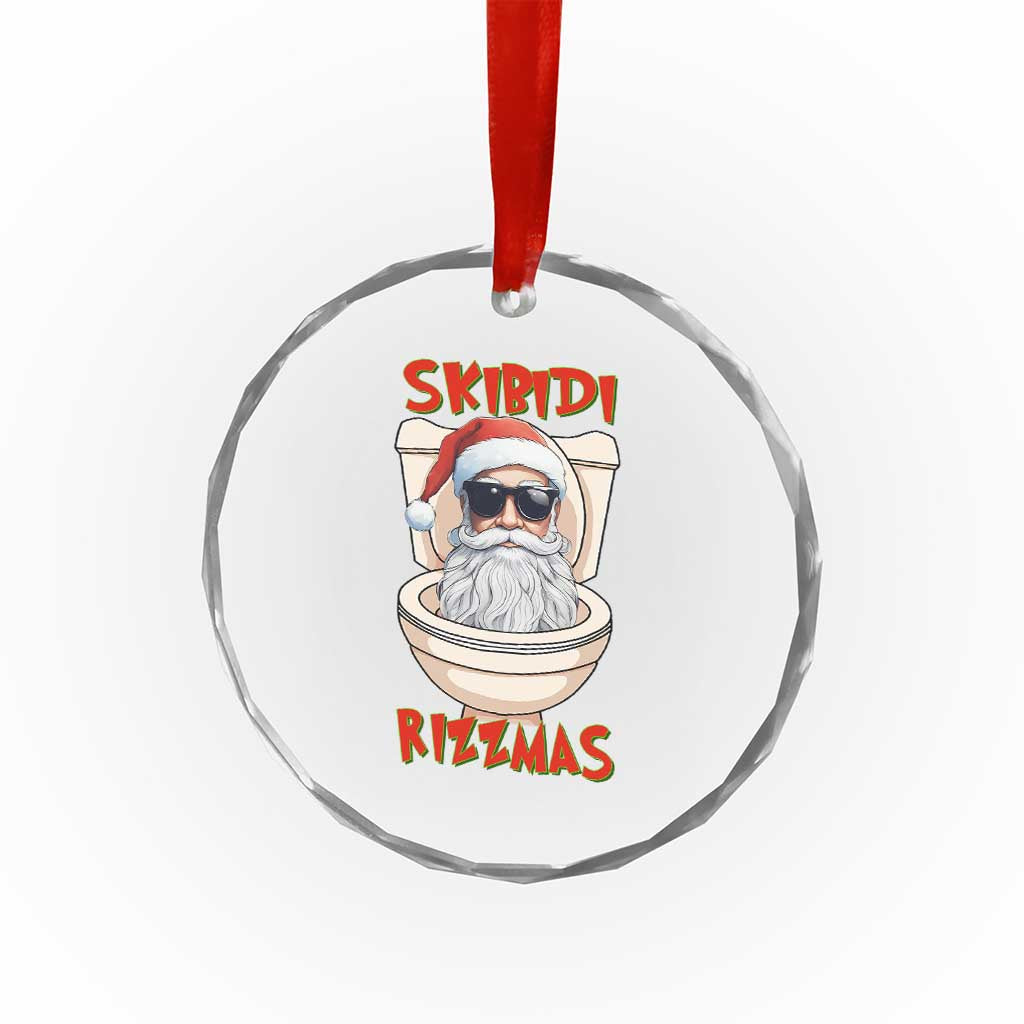 Funny Skibidi Rizzmas Santa Toilet Meme Crystal Glass Ornament TS09