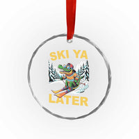 Funny Skiing Alligator Crystal Glass Ornament Ski Ya Later Skier Snow Mountain Winter Sport - Wonder Print Shop