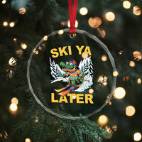 Funny Skiing Alligator Crystal Glass Ornament Ski Ya Later Skier Snow Mountain Winter Sport - Wonder Print Shop