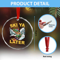 Funny Skiing Alligator Crystal Glass Ornament Ski Ya Later Skier Snow Mountain Winter Sport - Wonder Print Shop