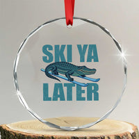 Funny Skiing Alligator Crystal Glass Ornament Ski Ya Later Skier Winter Sport - Wonder Print Shop