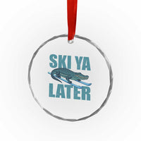 Funny Skiing Alligator Crystal Glass Ornament Ski Ya Later Skier Winter Sport - Wonder Print Shop