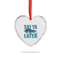 Funny Skiing Alligator Heart Crystal Glass Ornament Ski Ya Later Skier Winter Sport - Wonder Print Shop