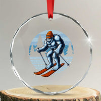 Funny Skiing Bigfoot Ski Winter Sport Yeti Snowboarder Skier Crystal Glass Ornament - Wonder Print Shop