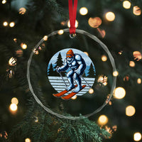 Funny Skiing Bigfoot Ski Winter Sport Yeti Snowboarder Skier Crystal Glass Ornament - Wonder Print Shop