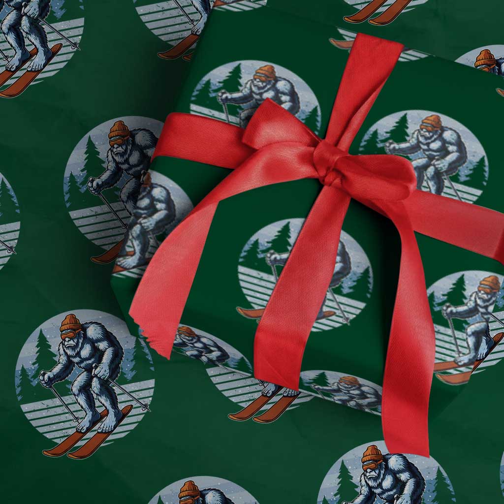 Funny Skiing Bigfoot Ski Winter Sport Yeti Snowboarder Skier Wrapping Paper Roll - Wonder Print Shop
