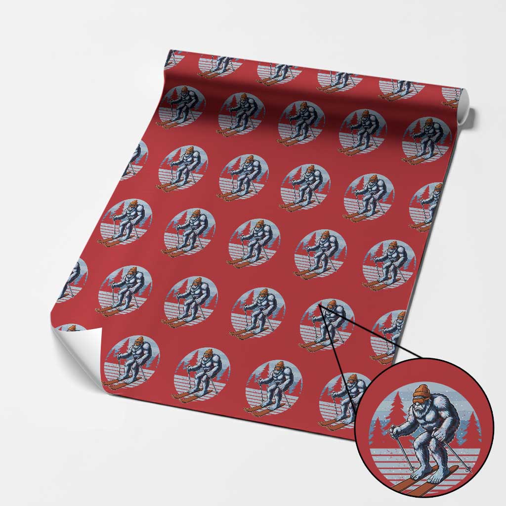 Funny Skiing Bigfoot Ski Winter Sport Yeti Snowboarder Skier Wrapping Paper Roll - Wonder Print Shop