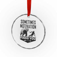 Funny Skiing Crystal Glass Ornament Sometimes Motivation Finds You Ski Mountain Bear - Wonder Print Shop