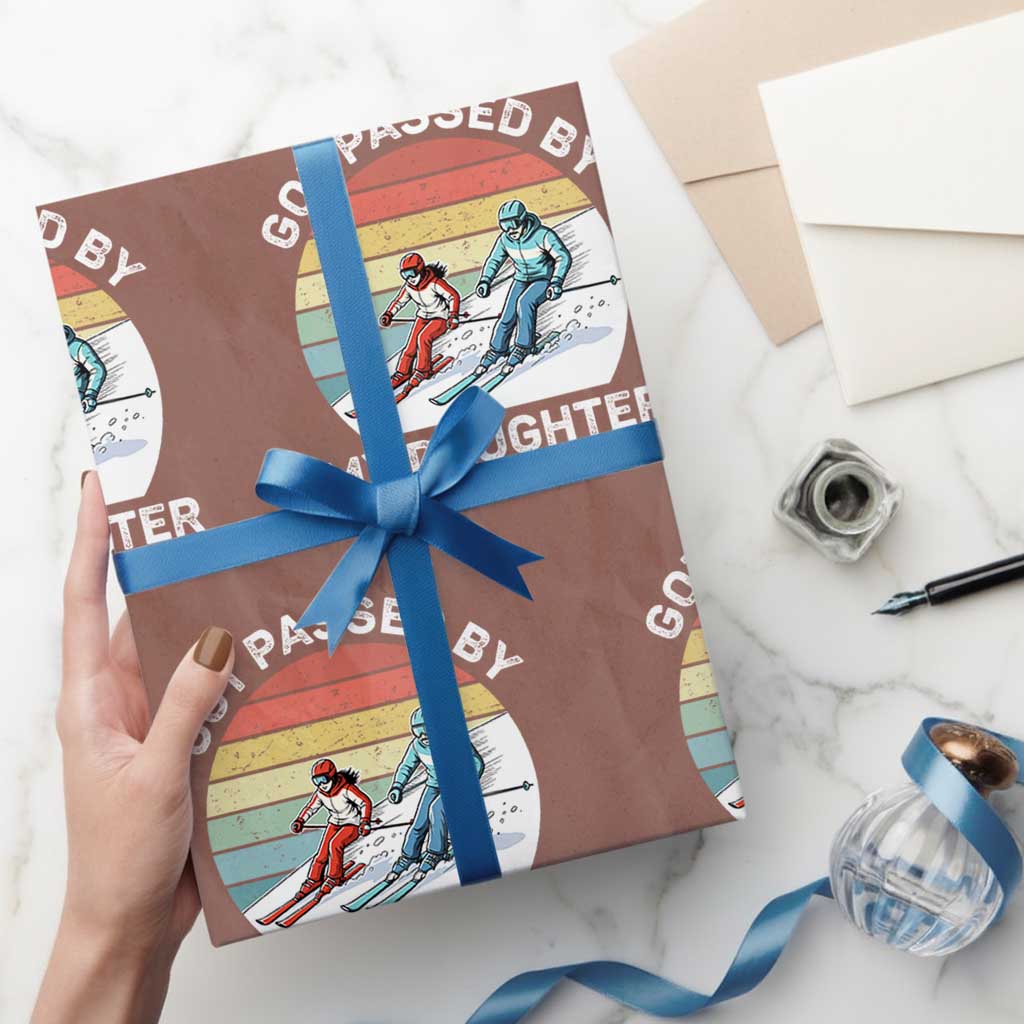 Funny Skiing Dad Wrapping Paper Roll Got Passed By My Daughter Retro Vintage - Wonder Print Shop