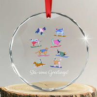 Funny Skiing Dog Crystal Glass Ornament Ski Sons Greetings Ski Winter Sport - Wonder Print Shop