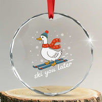Funny Skiing Goose Crystal Glass Ornament Ski You Later Winter Vacation Sport - Wonder Print Shop
