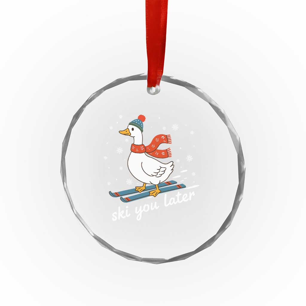 Funny Skiing Goose Crystal Glass Ornament Ski You Later Winter Vacation Sport - Wonder Print Shop