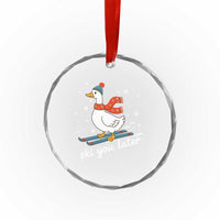 Funny Skiing Goose Crystal Glass Ornament Ski You Later Winter Vacation Sport - Wonder Print Shop