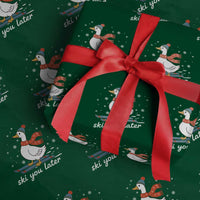 Funny Skiing Goose Wrapping Paper Roll Ski You Later Winter Vacation Sport - Wonder Print Shop