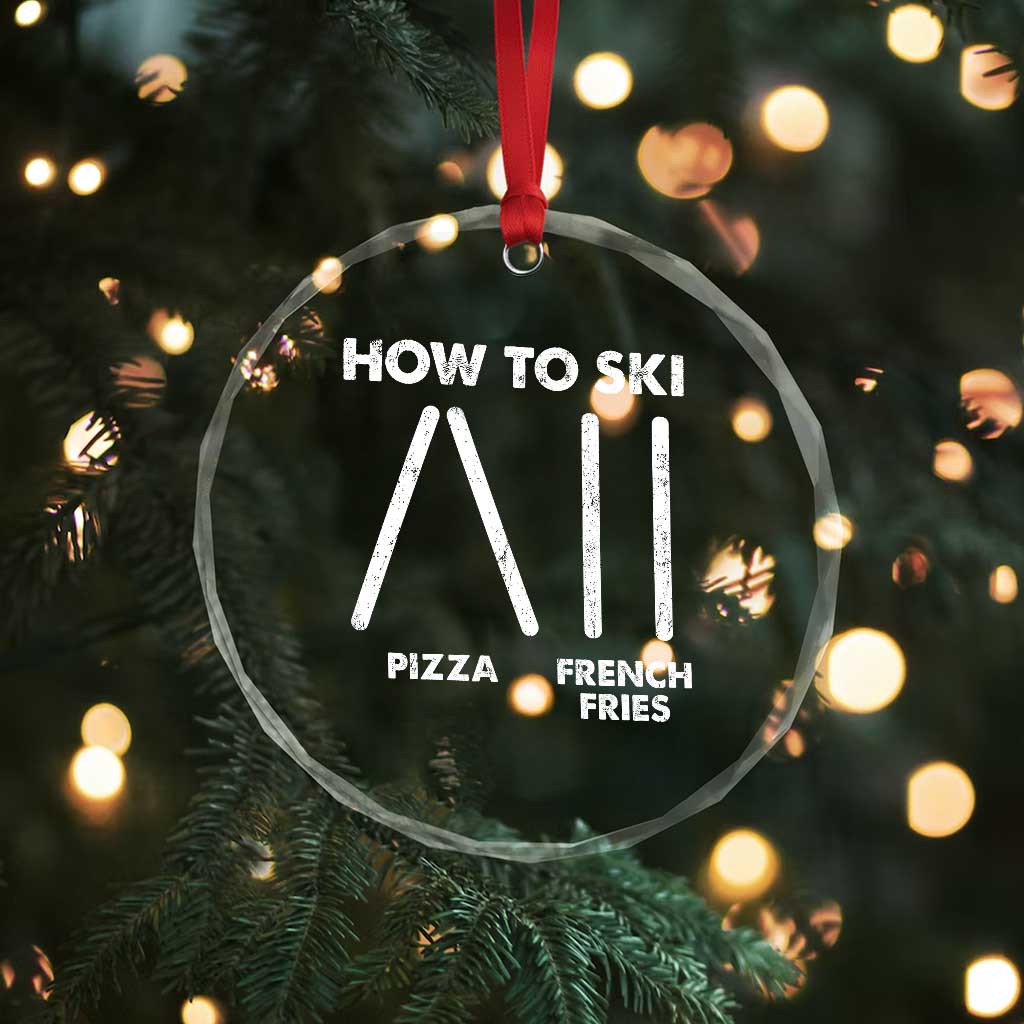 Funny Skiing Instructor Crystal Glass Ornament How To Ski Food Lover Winter Sport - Wonder Print Shop