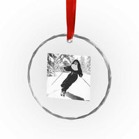 Funny Skiing Nun Graphics Photo Skier Winter Sport Crystal Glass Ornament - Wonder Print Shop
