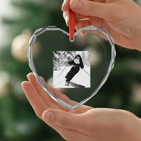 Funny Skiing Nun Graphics Photo Skier Winter Sport Heart Crystal Glass Ornament - Wonder Print Shop