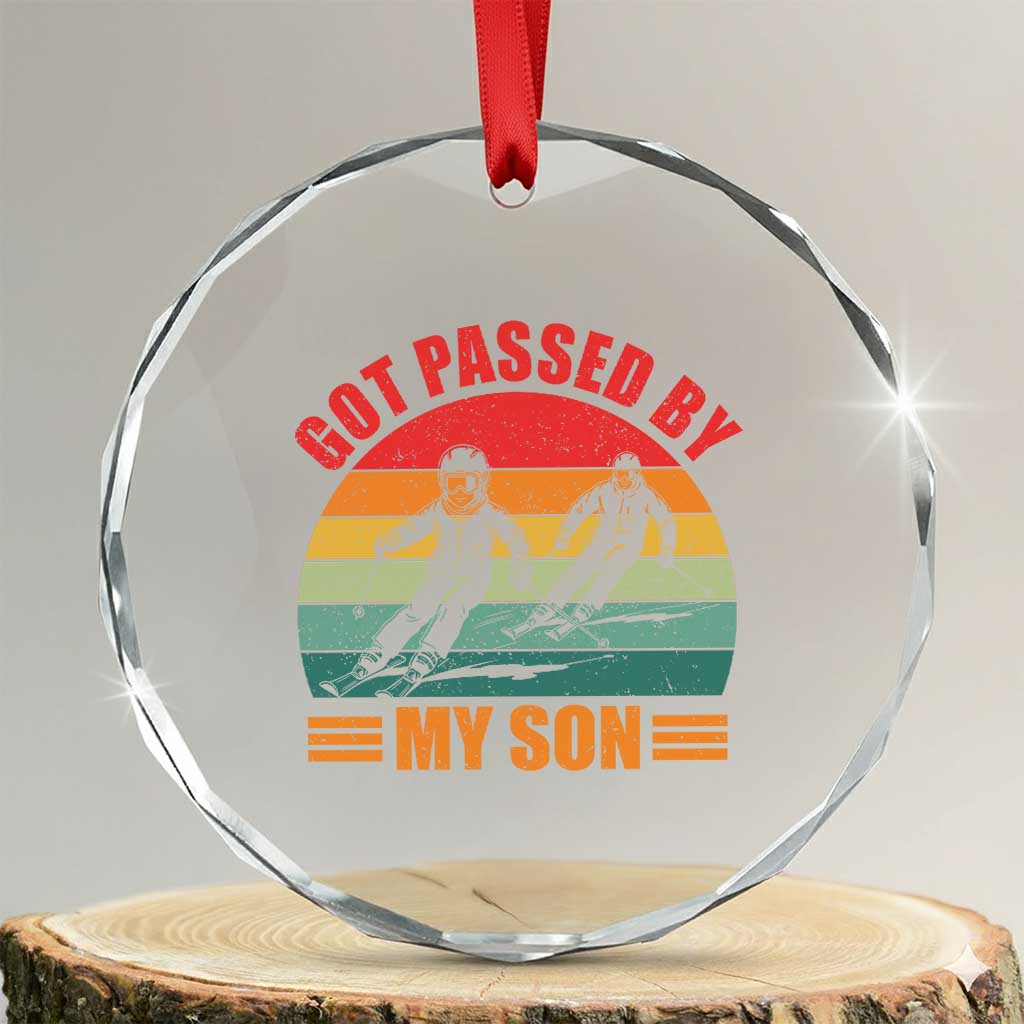 Funny Skiing Ski Dad Crystal Glass Ornament Got Passed By My Son Retro Vintage - Wonder Print Shop