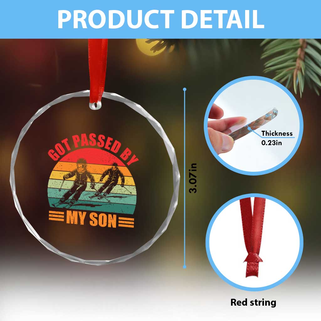 Funny Skiing Ski Dad Crystal Glass Ornament Got Passed By My Son Retro Vintage - Wonder Print Shop