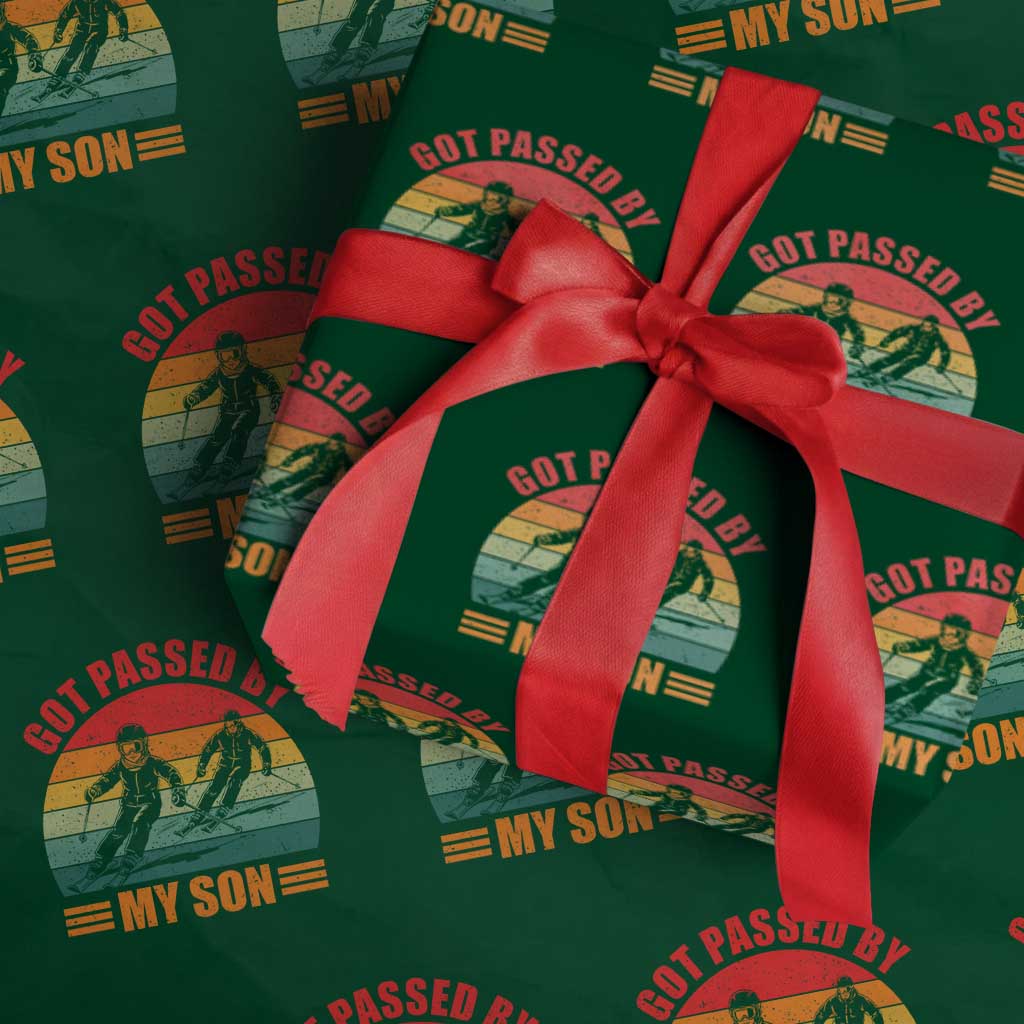 Funny Skiing Ski Dad Wrapping Paper Roll Got Passed By My Son Retro Vintage - Wonder Print Shop