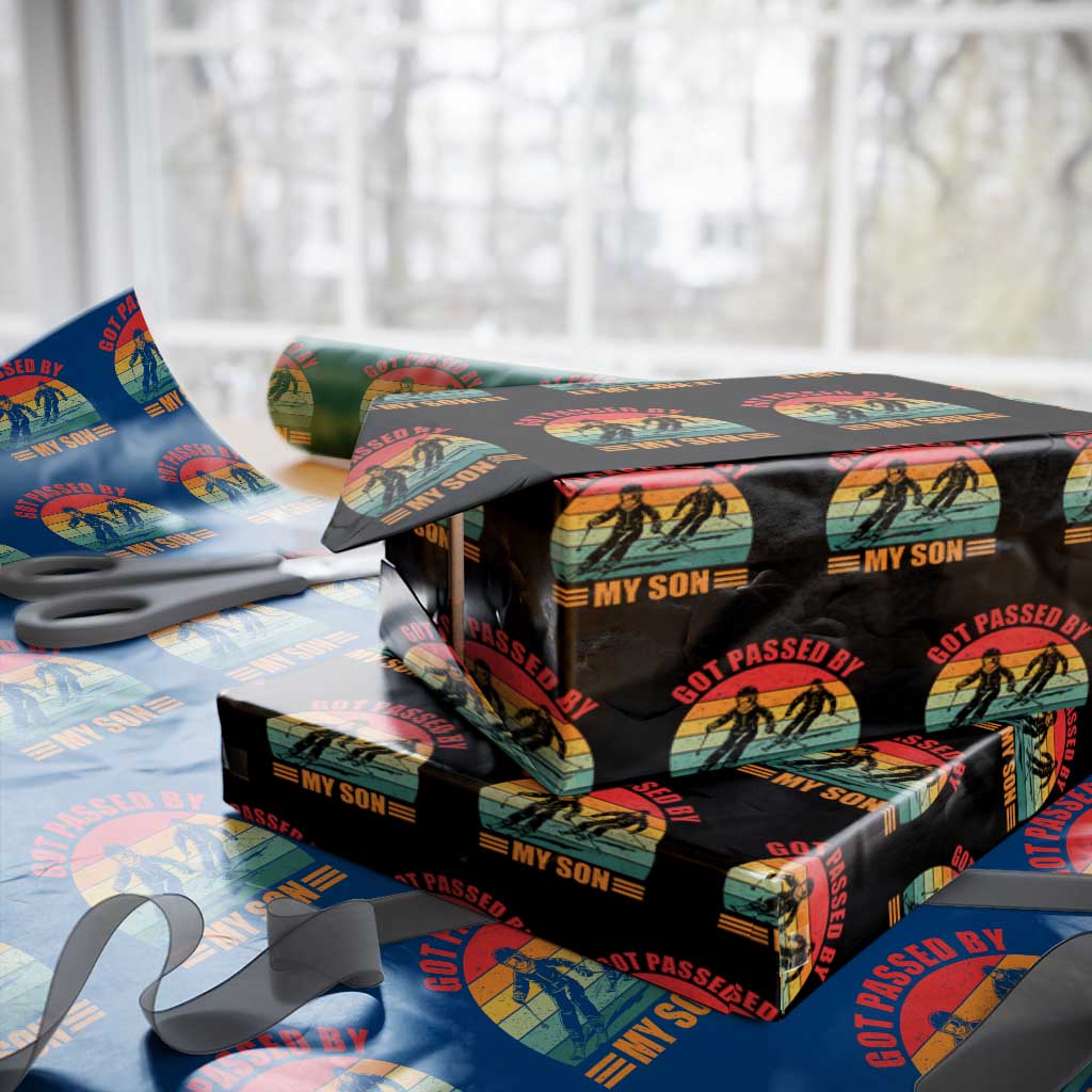 Funny Skiing Ski Dad Wrapping Paper Roll Got Passed By My Son Retro Vintage - Wonder Print Shop