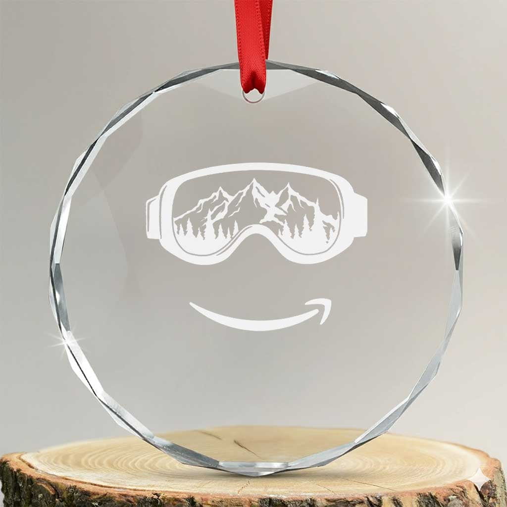 Funny Skiing Snowboard Crystal Glass Ornament Snow Goggles Snow Mountain Winter Sport - Wonder Print Shop