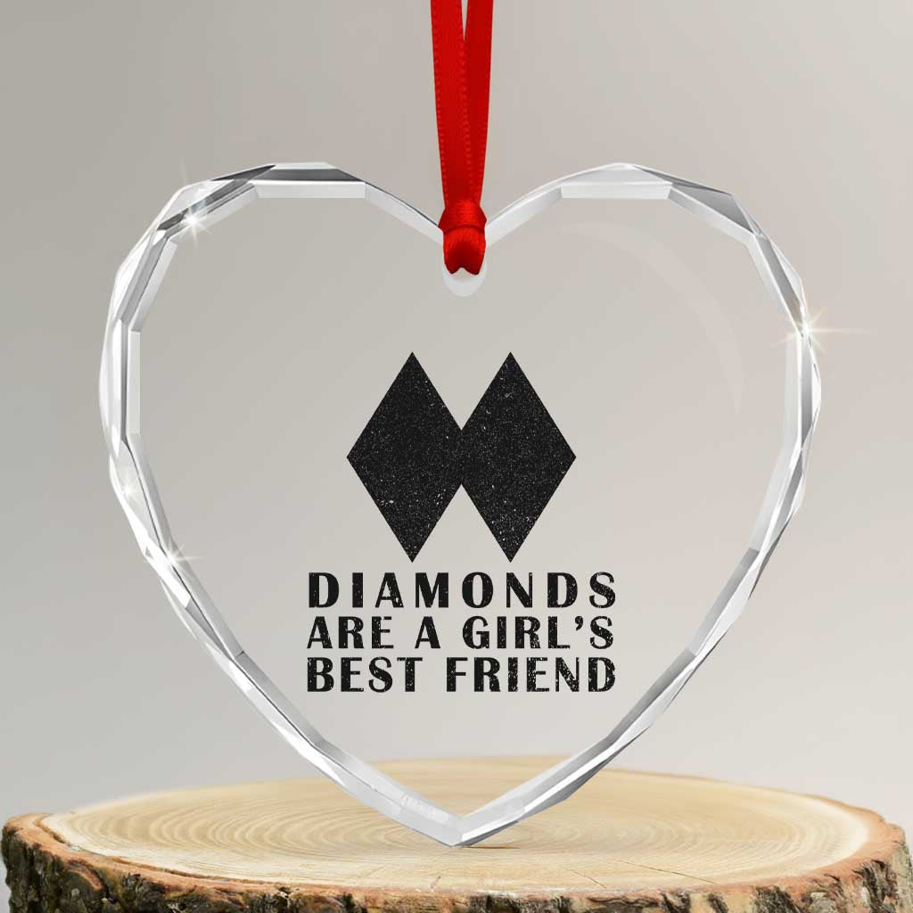Funny Skiing Snowboarding Heart Crystal Glass Ornament Diamonds Are A Girls Best Friend
