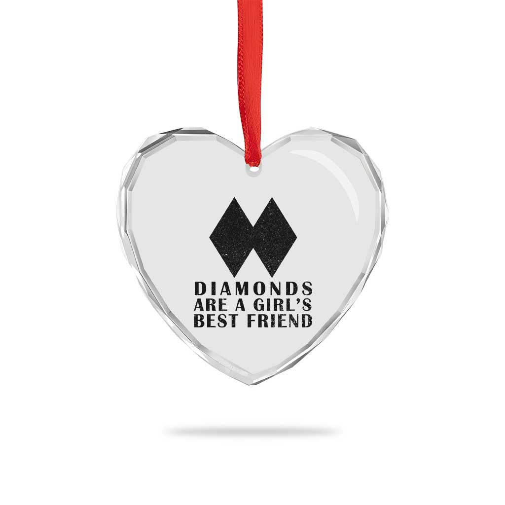 Funny Skiing Snowboarding Heart Crystal Glass Ornament Diamonds Are A Girls Best Friend