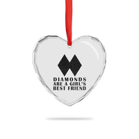 Funny Skiing Snowboarding Heart Crystal Glass Ornament Diamonds Are A Girls Best Friend