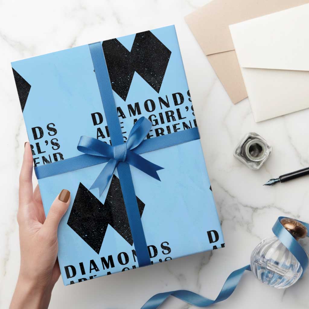 Funny Skiing Snowboarding Wrapping Paper Roll Diamonds Are A Girls Best Friend