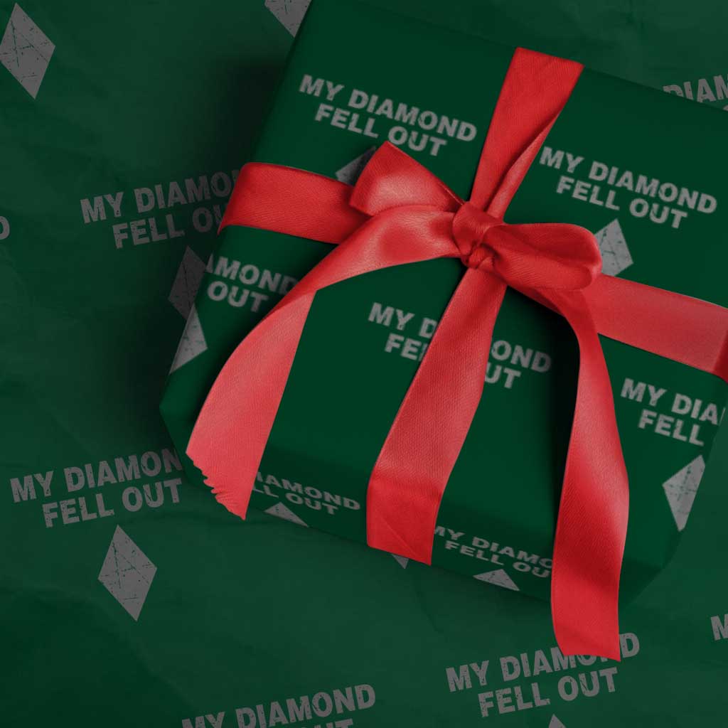 Funny Skiing Snowboarding Wrapping Paper Roll My Diamond Fell Out Ski Puns Double Black Diamond - Wonder Print Shop