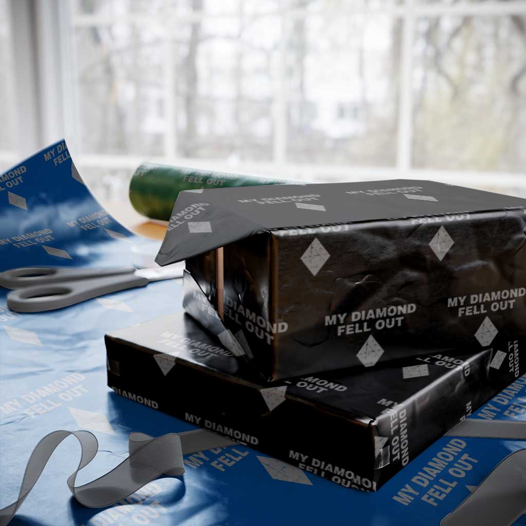 Funny Skiing Snowboarding Wrapping Paper Roll My Diamond Fell Out Ski Puns Double Black Diamond - Wonder Print Shop