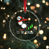 Funny Skiing Snowman Crystal Glass Ornament Funny Tis The Season Snow Ski Lover Skier - Wonder Print Shop