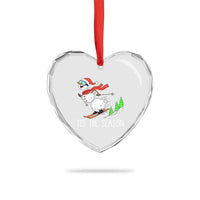 Funny Skiing Snowman Heart Crystal Glass Ornament Funny Tis The Season Snow Ski Lover Skier - Wonder Print Shop