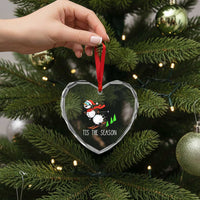Funny Skiing Snowman Heart Crystal Glass Ornament Funny Tis The Season Snow Ski Lover Skier - Wonder Print Shop