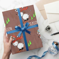 Funny Skiing Snowman Wrapping Paper Roll Funny Tis The Season Snow Ski Lover Skier - Wonder Print Shop