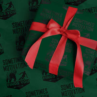 Funny Skiing Wrapping Paper Roll Sometimes Motivation Finds You Ski Mountain Bear - Wonder Print Shop